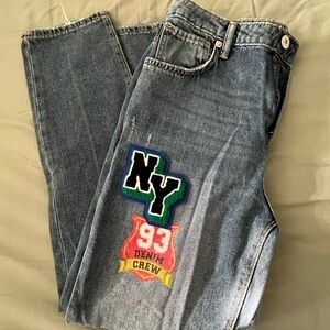 No Boundaries Blue Straight Leg Jeans with NY Patch